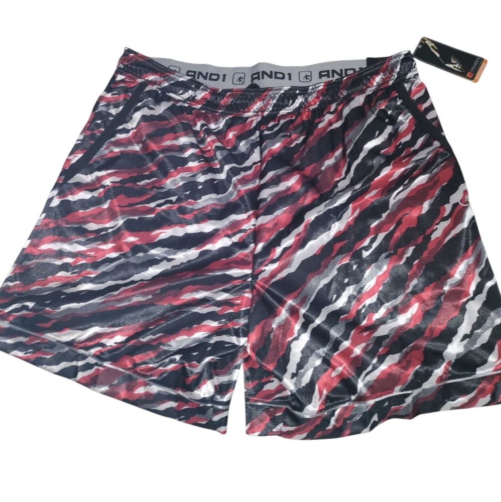 AND1 Red and Black Athletic Shorts